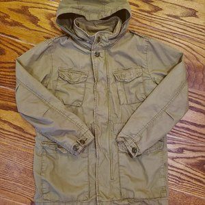 Boys Gap Kids XL Regular Military Surplus Utility Jacket Khaki Olive Green Hood